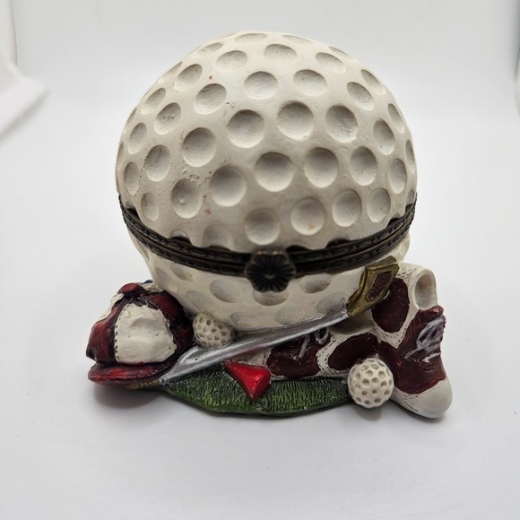 The Unbranded Brand Other - Golf Ball Trinket Box Hinged Keepsake Holder Golfer Gift Decor